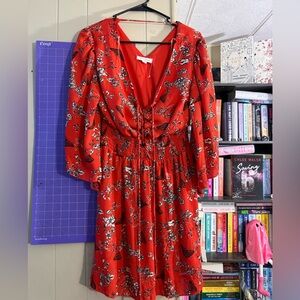 Red floral / butterfly dress
